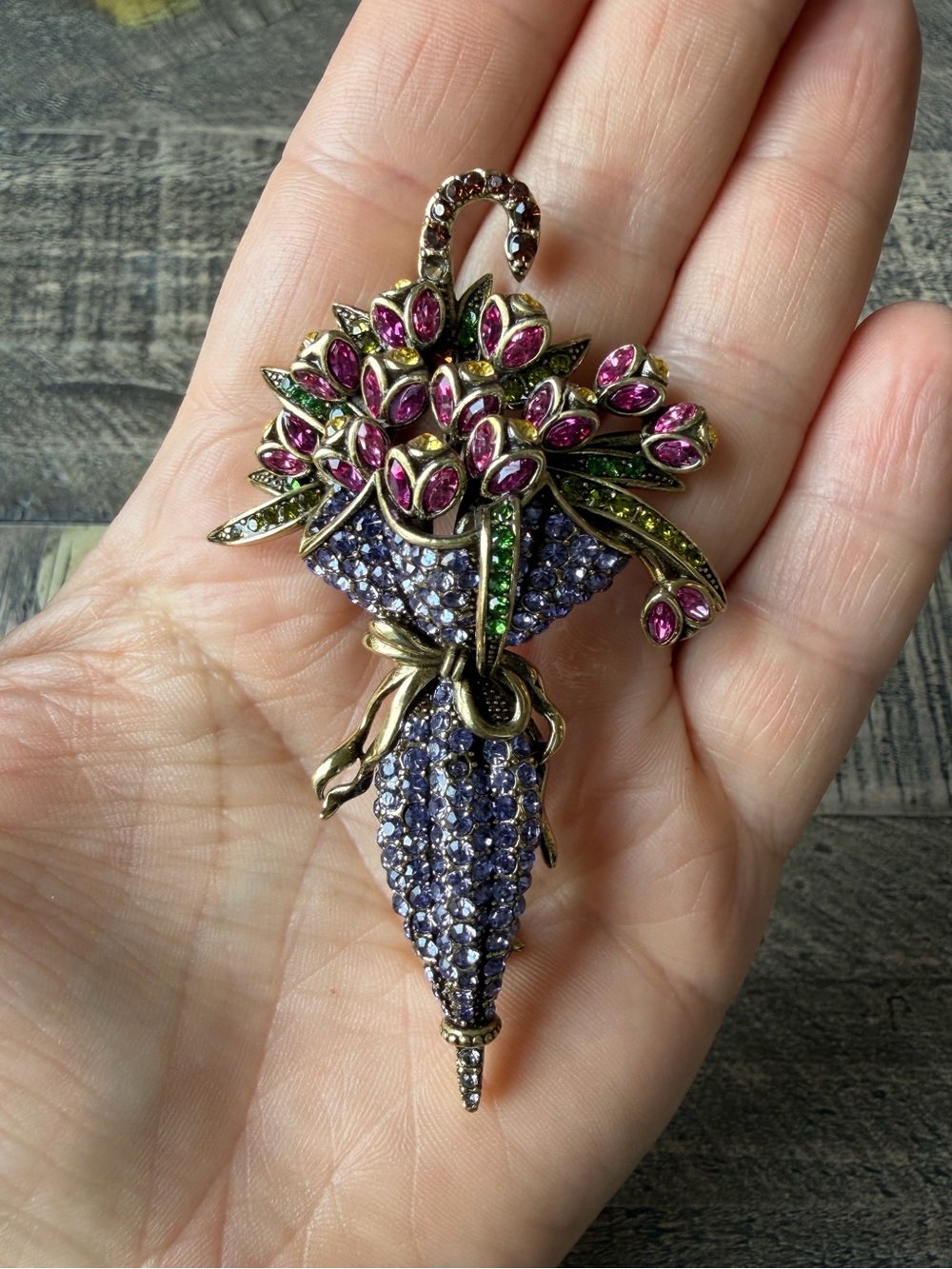 Heidi Daus Purple Parasol Bouquet Brooch